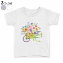 tシャツ キッズ 半袖 白地 デザイン 90 100 110 120 130 140 150 Tシャツ ティーシャツ T shirt 009640 フラワー 鳥 カラフル(4)