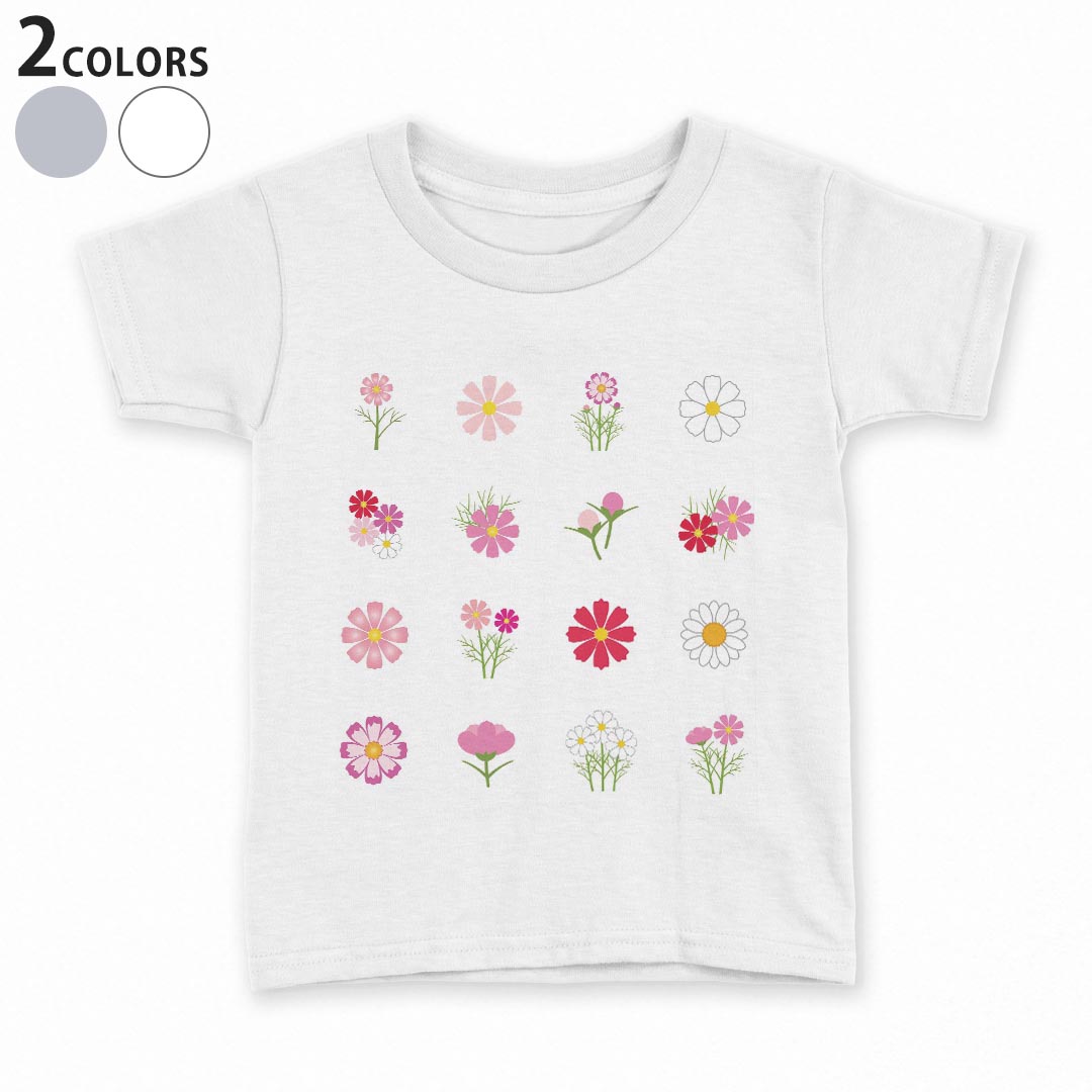 tシャツ キッズ 半袖 白地 デザイン 90 100 110 120 130 140 150 Tシャツ ティーシャツ T shirt 009687 フラワー　花　ピンク
