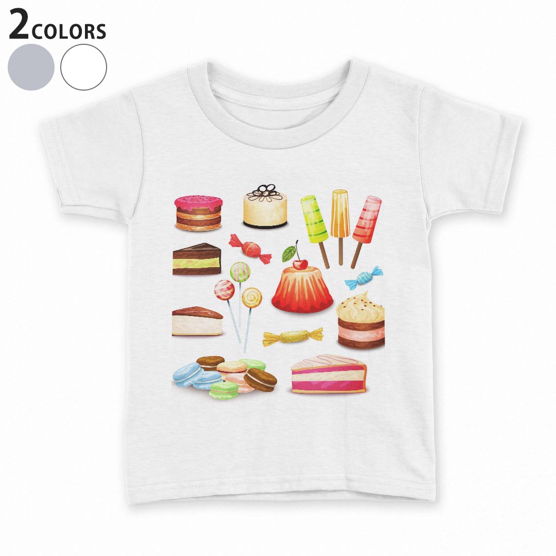 tシャツ キッズ 半袖 白地 デザイン 90 100 110 120 130 140 150 Tシャツ ティーシャツ T shirt 009762 デザート マカロン カラフル