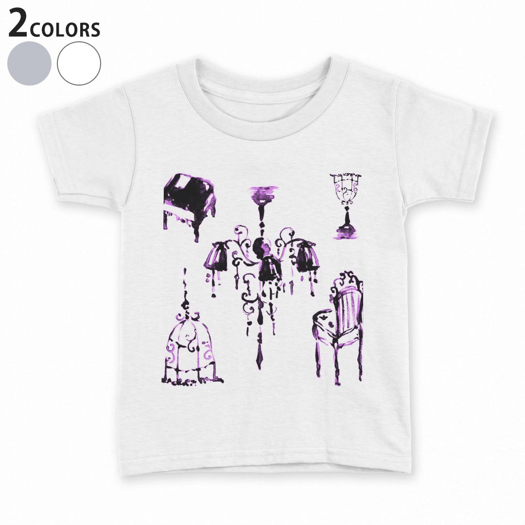 tシャツ キッズ 半袖 白地 デザイン 90 100 110 120 130 140 150 Tシャツ ティーシャツ T shirt 009774 おしゃれ アンティーク 紫