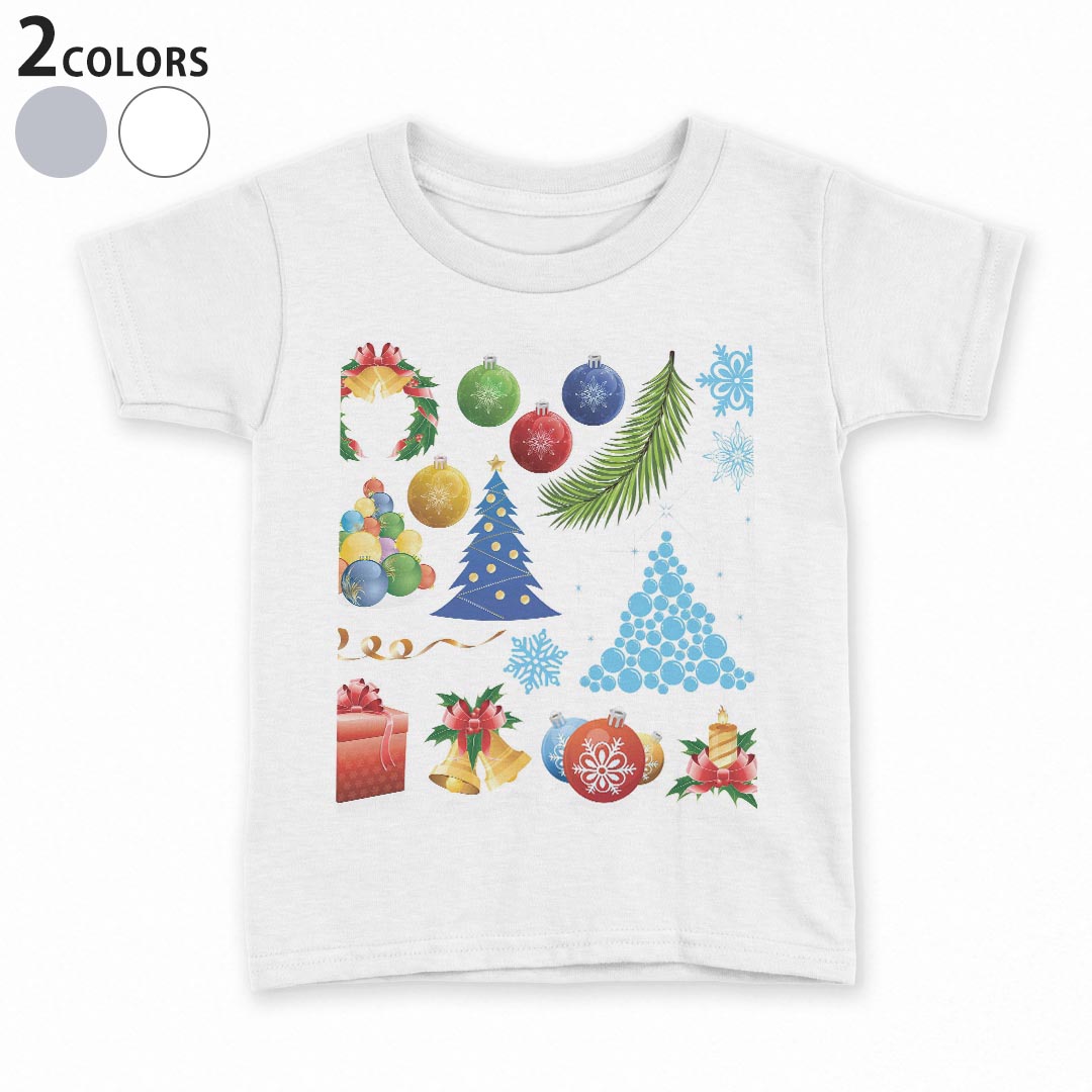 T-Shirts （Short Sleeve） - tシャツ キッズ 半袖 白地 デザイン 90 100 110 120 130 140 150 Tシャツ ティーシャツ T shirt 009974 クリスマス　飾り　カラフル