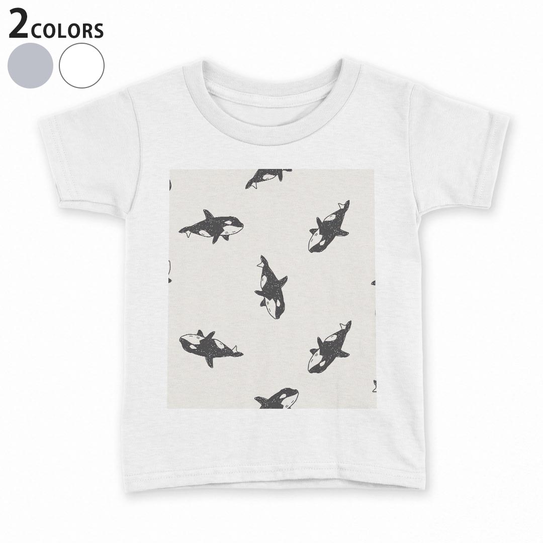 tシャツ キッズ 半袖 白地 デザイン 110 120 130 140 150 Tシャツ ティーシャツ T shirt 010349 海　動物　くじら