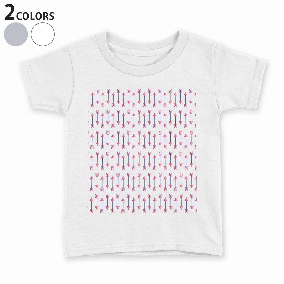 tシャツ キッズ 半袖 白地 デザイン 90 100 110 120 130 140 150 Tシャツ ティーシャツ T shirt 010593 矢　ピンク　白