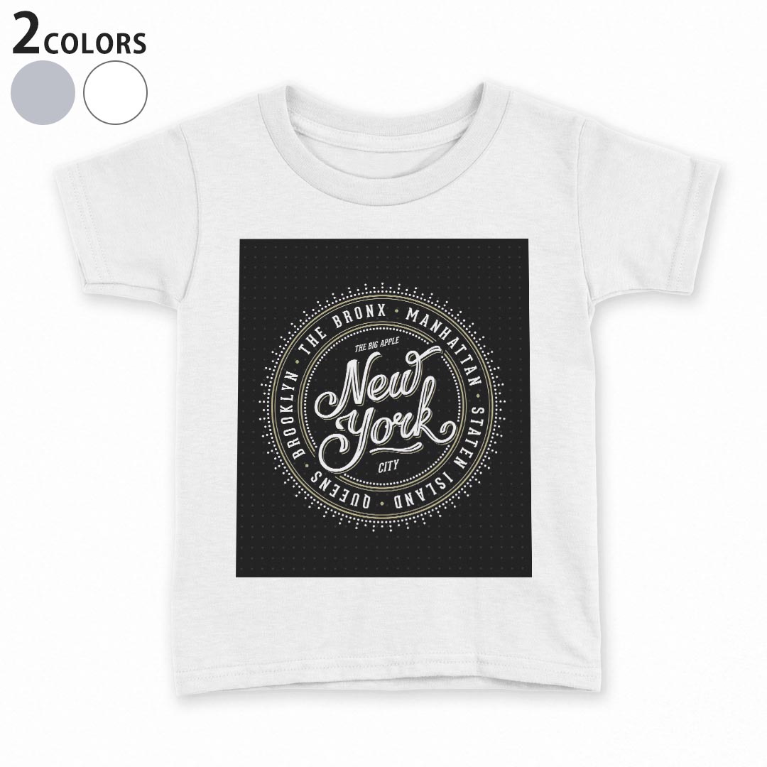 tシャツ キッズ 半袖 白地 デザイン 90 100 110 120 130 140 150 Tシャツ ティーシャツ T shirt 010749 アメリカ　ニューヨーク　黒