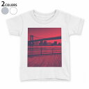 tシャツ キッズ 半袖 白地 デザイン 110 120 130 140 150 Tシャツ ティーシャツ T shirt 010769 風景　写真　赤