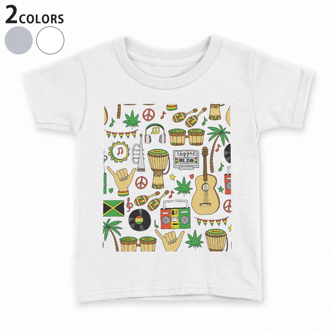 tシャツ キッズ 半袖 白地 デザイン 90 100 110 120 130 140 150 Tシャツ ティーシャツ T shirt 010915 レゲエ　音楽　ミュージック