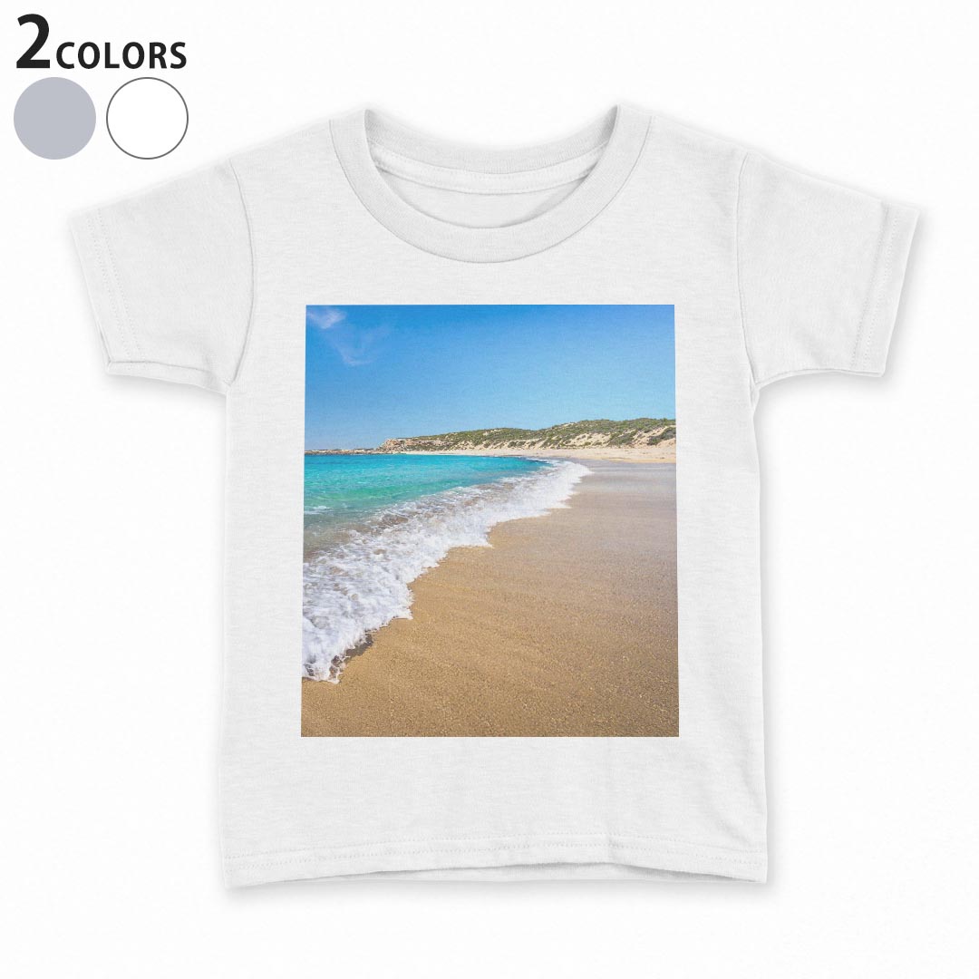 其它 - tシャツ キッズ 半袖 白地 デザイン 90 100 110 120 130 140 150 Tシャツ ティーシャツ T shirt 011087 海　ビーチ　写真