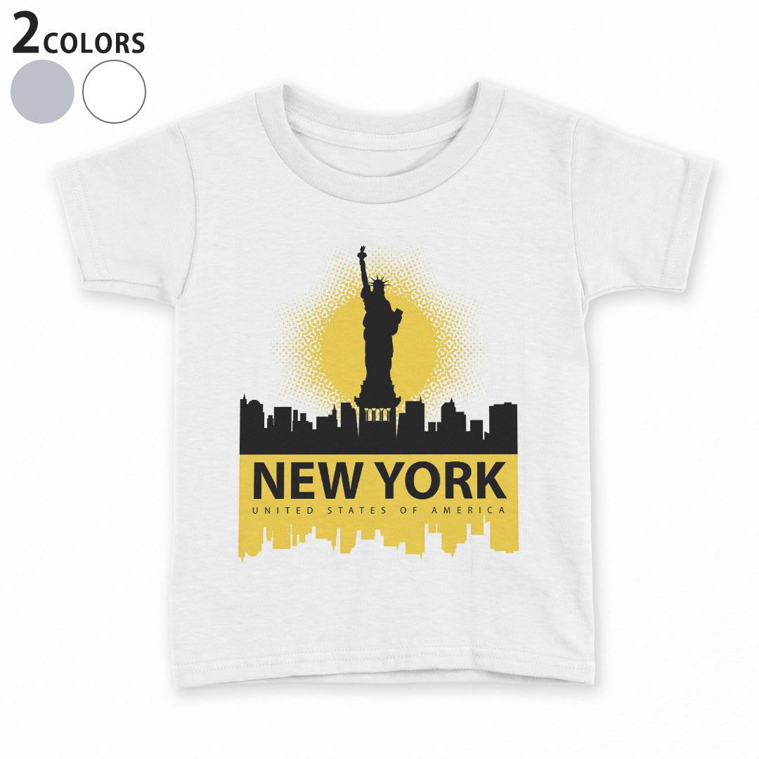 tシャツ キッズ 半袖 白地 デザイン 90 100 110 120 130 140 150 Tシャツ ティーシャツ T shirt 011620 アメリカ　ニューヨーク　外国
