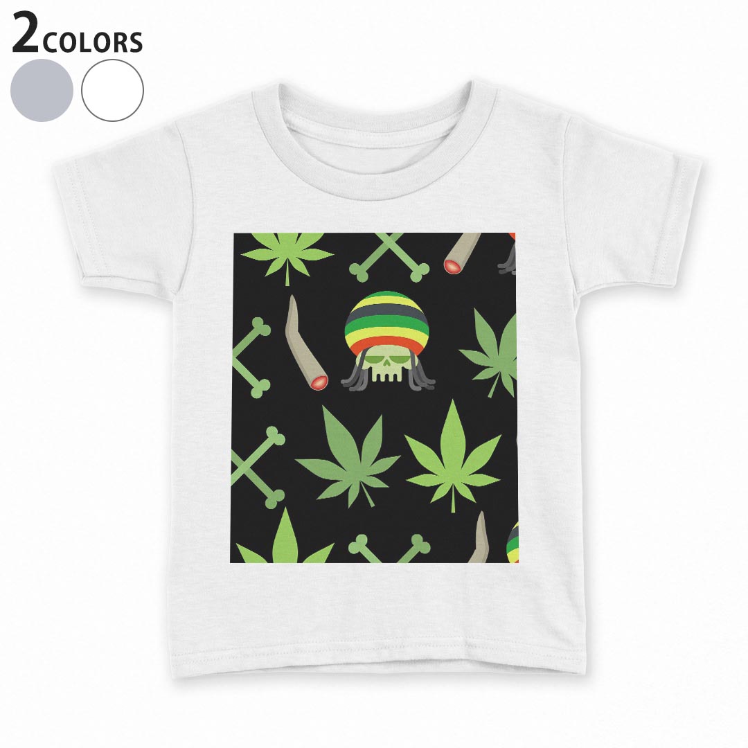 tシャツ キッズ 半袖 白地 デザイン 90 100 110 120 130 140 150 Tシャツ ティーシャツ T shirt 011917 レゲエ　スカル　かっこいい