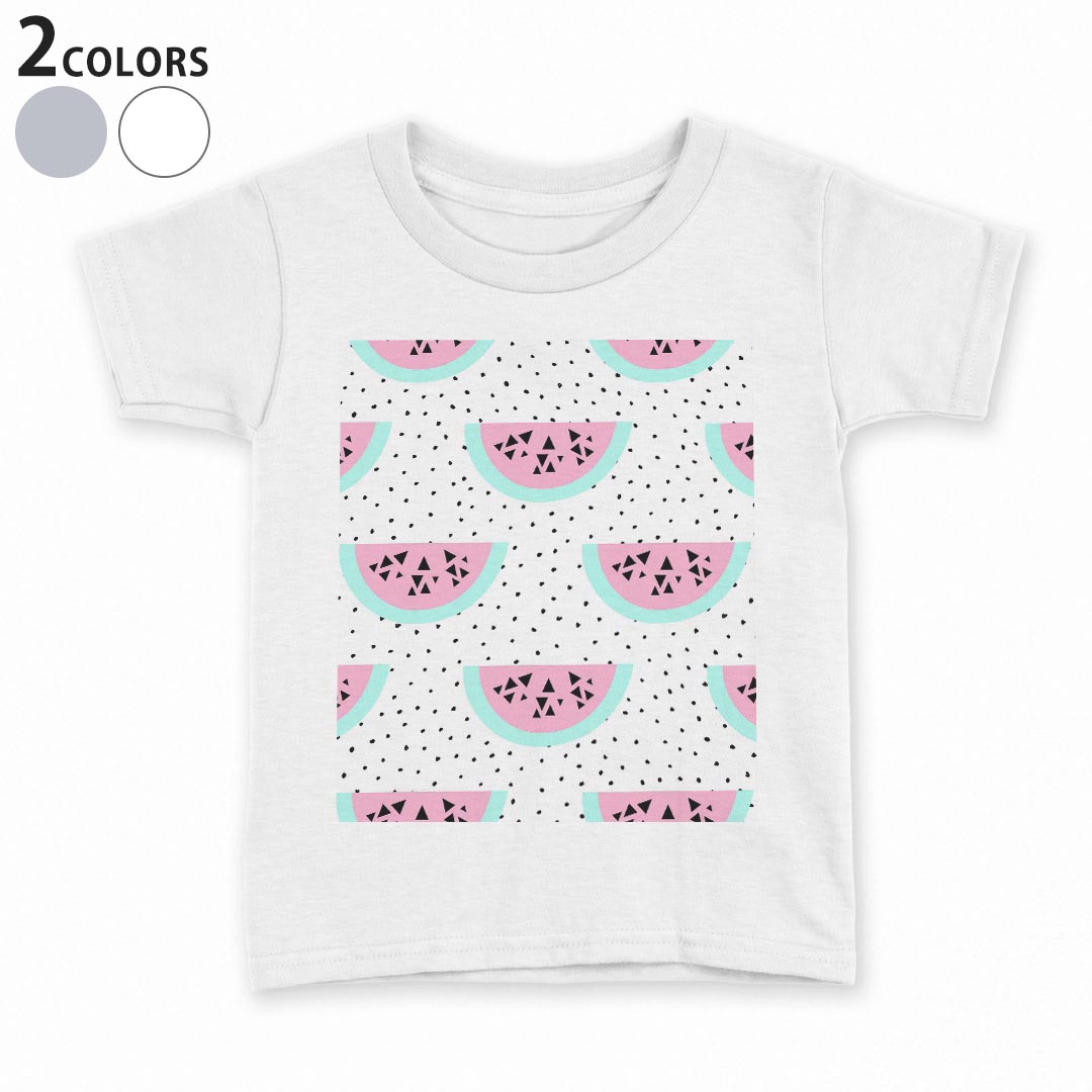 tシャツ キッズ 半袖 白地 デザイン 90 100 110 120 130 140 150 Tシャツ ティーシャツ T shirt 012153 スイカ　ドット　夏
