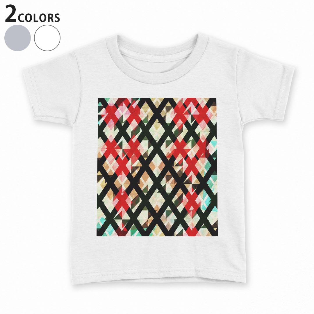 tシャツ キッズ 半袖 白地 デザイン 90 100 110 120 130 140 150 Tシャツ ティーシャツ T shirt 012362 チェック　ハート　赤
