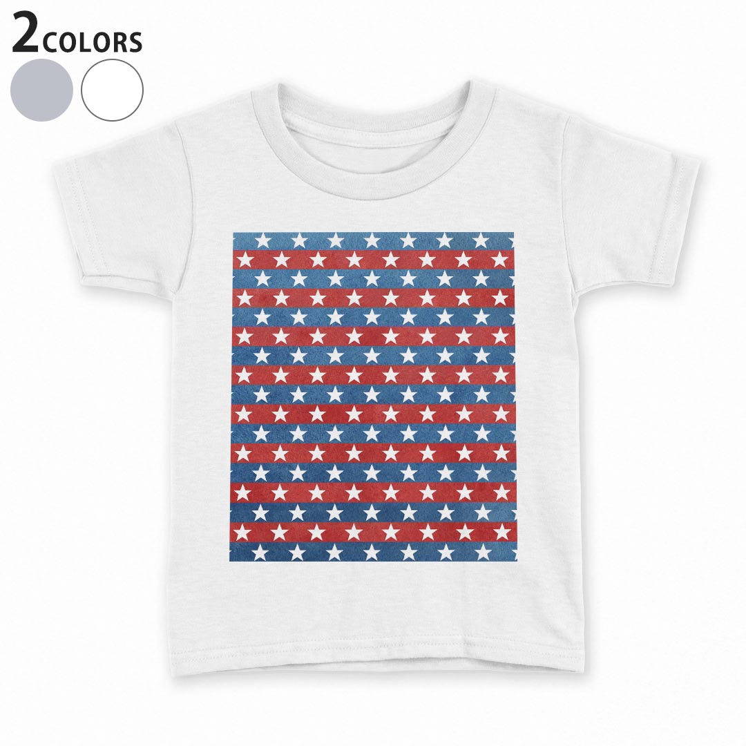 tシャツ キッズ 半袖 白地 デザイン 90 100 110 120 130 140 150 Tシャツ ティーシャツ T shirt 012374 ボーダー　星　赤