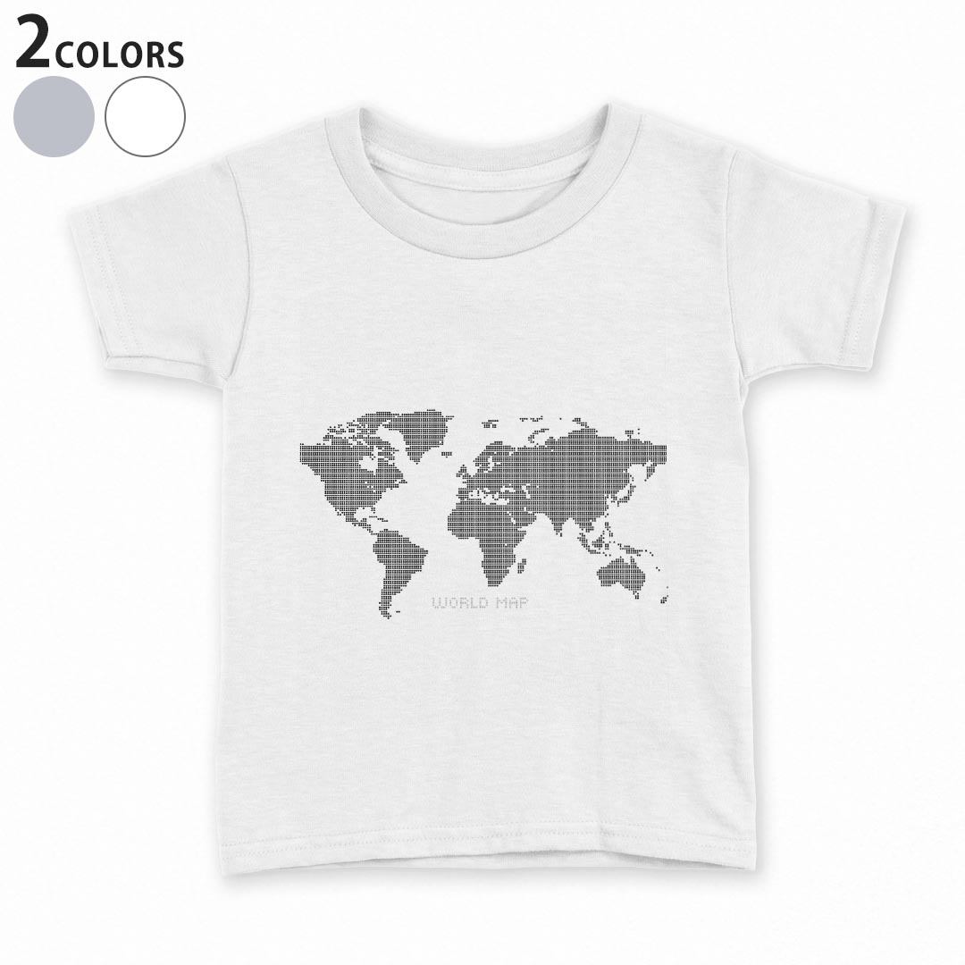 tシャツ キッズ 半袖 白地 デザイン 110 120 130 140 150 Tシャツ ティーシャツ T shirt 012961 世界地図　地図