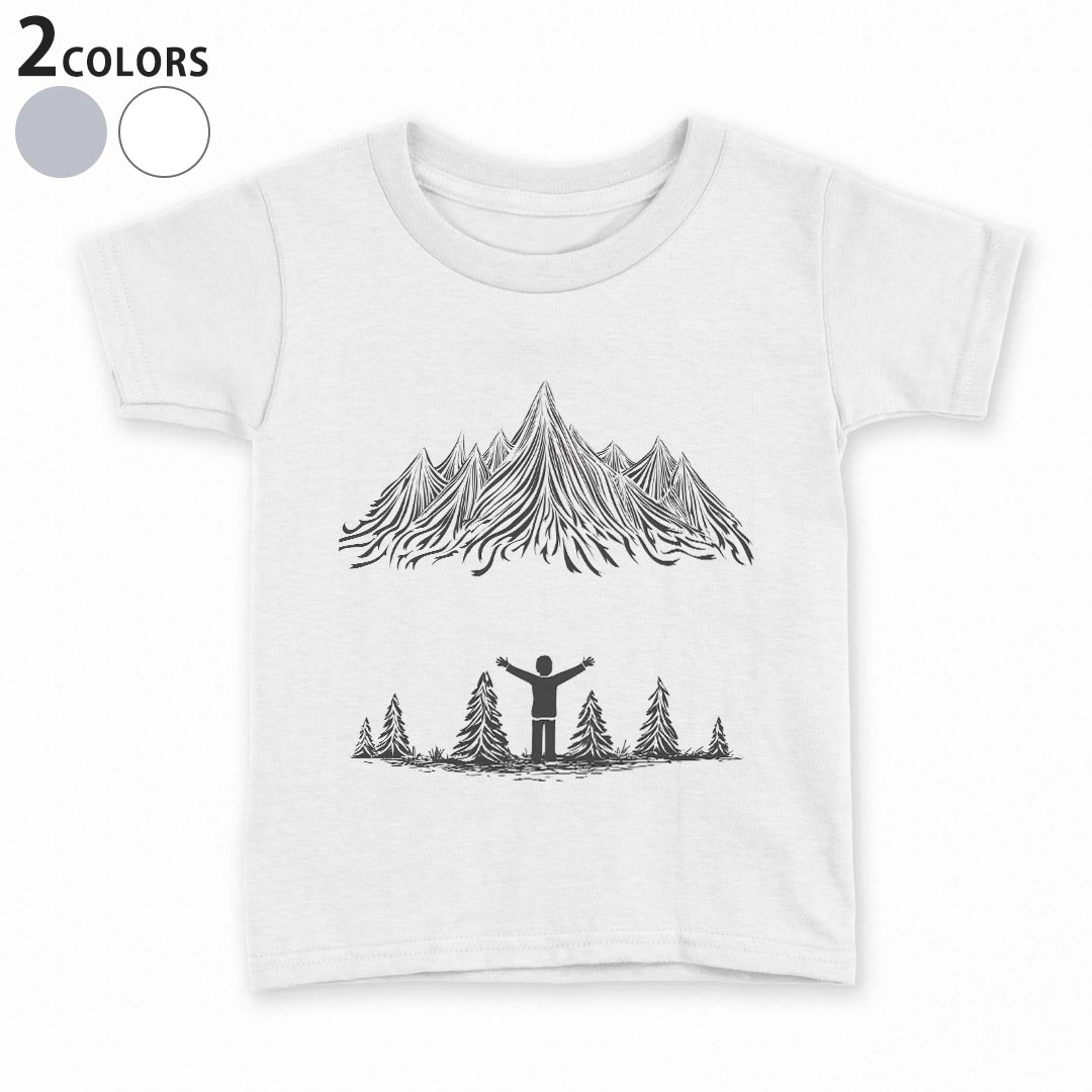 Other - tシャツ キッズ 半袖 白地 デザイン 90 100 110 120 130 140 150 Tシャツ ティーシャツ T shirt 013518 山　マウンテン　人間