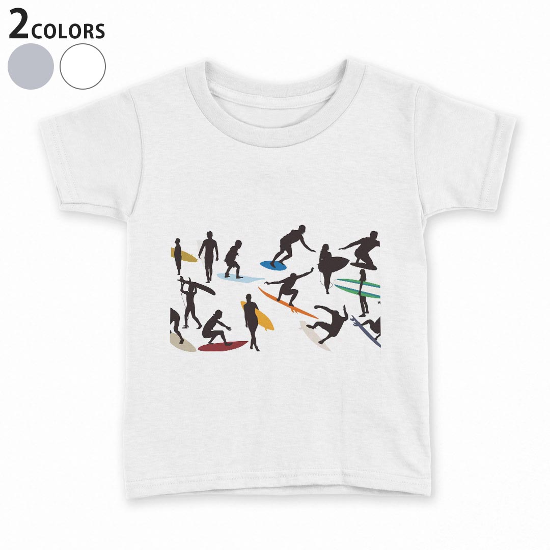 Other - tシャツ キッズ 半袖 白地 デザイン 90 100 110 120 130 140 150 Tシャツ ティーシャツ T shirt 013749 サーフィン　スポーツ　人物