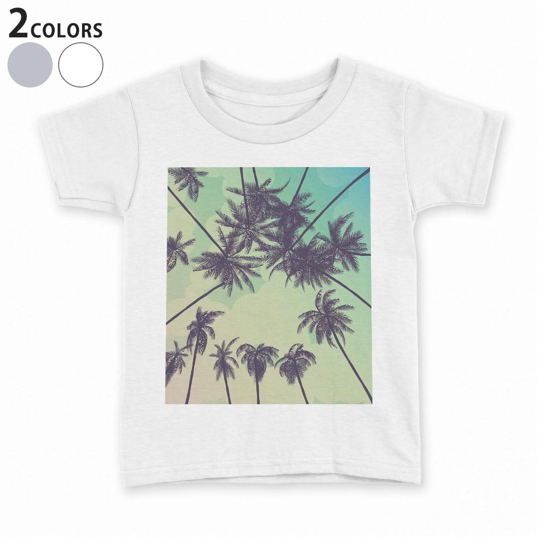 T-Shirts （Short Sleeve） - tシャツ キッズ 半袖 白地 デザイン 90 100 110 120 130 140 150 Tシャツ ティーシャツ T shirt 014368 ヤシの木　トロピカル