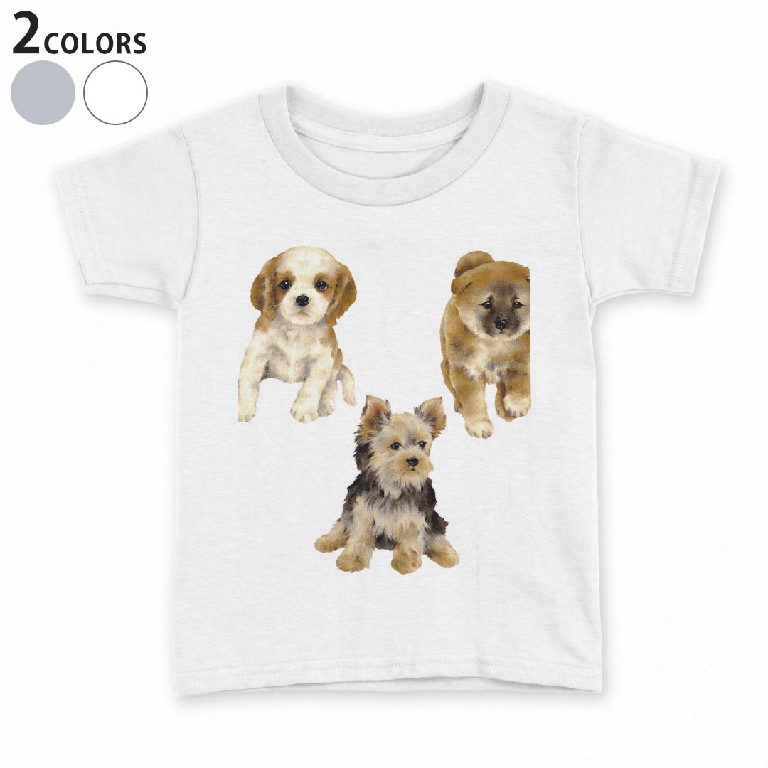 tシャツ キッズ 半袖 白地 デザイン 90 100 110 120 130 140 150 Tシャツ ティーシャツ T shirt 014619 犬　動物　アニマル