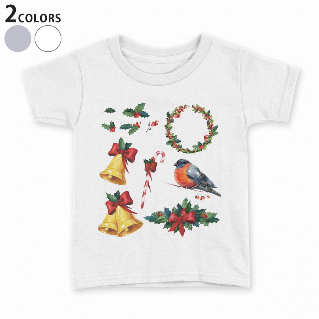 tシャツ キッズ 半袖 白地 デザイン 90 100 110 120 130 140 150 Tシャツ ティーシャツ T shirt 014889 ベル クリスマス イラスト