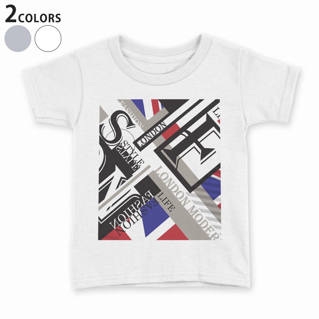 tシャツ キッズ 半袖 白地 デザイン 90 100 110 120 130 140 150 Tシャツ ティーシャツ T shirt 014965 ユニオンジャック　イラスト　外国　英字