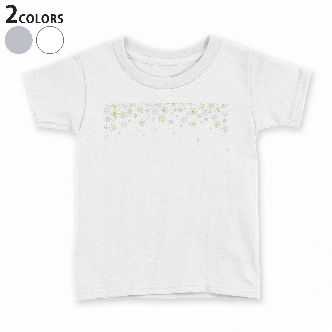tシャツ キッズ 半袖 白地 デザイン 90 100 110 120 130 140 150 Tシャツ ティーシャツ T shirt 015255 雪　雪の結晶　クリスマス