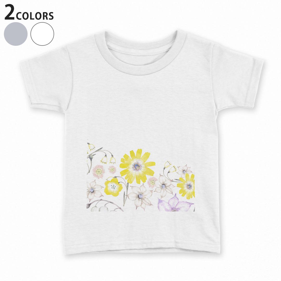 tシャツ キッズ 半袖 白地 デザイン 90 100 110 120 130 140 150 Tシャツ ティーシャツ T shirt 015595 パンジー 花 植物 手書き