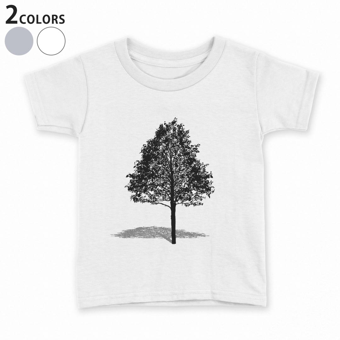 tシャツ キッズ 半袖 白地 デザイン 110 120 130 140 150 Tシャツ ティーシャツ T shirt 015665 木　樹木　自然　植物　モノクロ