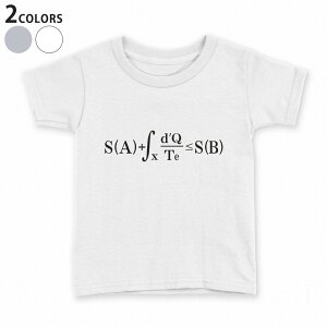 tシャツ キッズ 半袖 白地 デザイン 90 100 110 120 130 140 150 160 Tシャツ ティーシャツ T shirt 017710 方程式 熱力学第二法則 エントロピー増大則 方程式