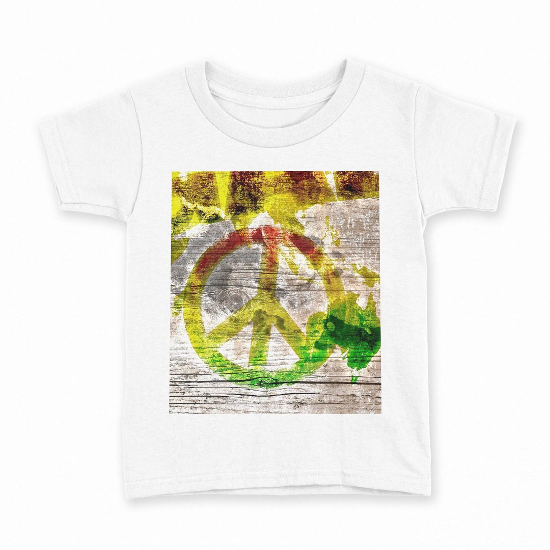 tシャツ キッズ 半袖 白地 デザイン 90 Tシャツ ティーシャツ T shirt 000144 レゲエ ラスタカラー ピース