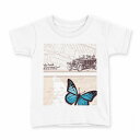 tシャツ キッズ 半袖 白地 デザイン 130 サイズ Tシャツ ティーシャツ T shirt 000145 蝶 はがき 茶色(4)