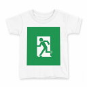tシャツ キッズ 半袖 白地 デザイン 130 サイズ Tシャツ ティーシャツ T shirt 000146 非常口 緑 看板(4)