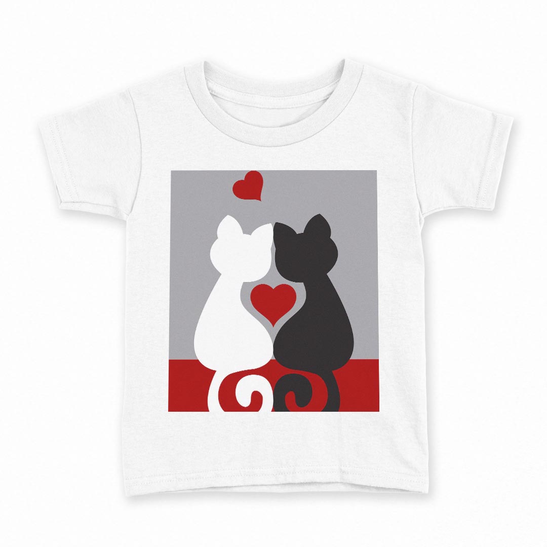tシャツ キッズ 半袖 白地 デザイン 140 サイズ Tシャツ ティーシャツ T shirt 000168 猫 ハート イラスト