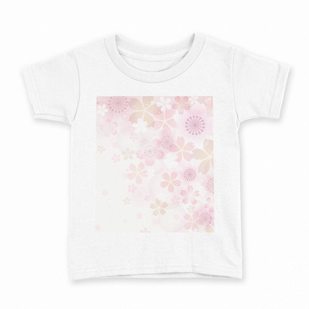 tシャツ キッズ 半袖 白地 デザイン 100 サイズ Tシャツ ティーシャツ T shirt 000179 さくら　ピンク..