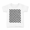 tシャツ キッズ 半袖 白地 デザイン 90 Tシャツ ティーシャツ T shirt 000242 市松模様 モノクロ(4)