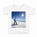 tシャツ キッズ 半袖 白地 デザイン 150 サイズ Tシャツ ティーシャツ T shirt 000286 スノーボード 雪景色 雪 スポーツ