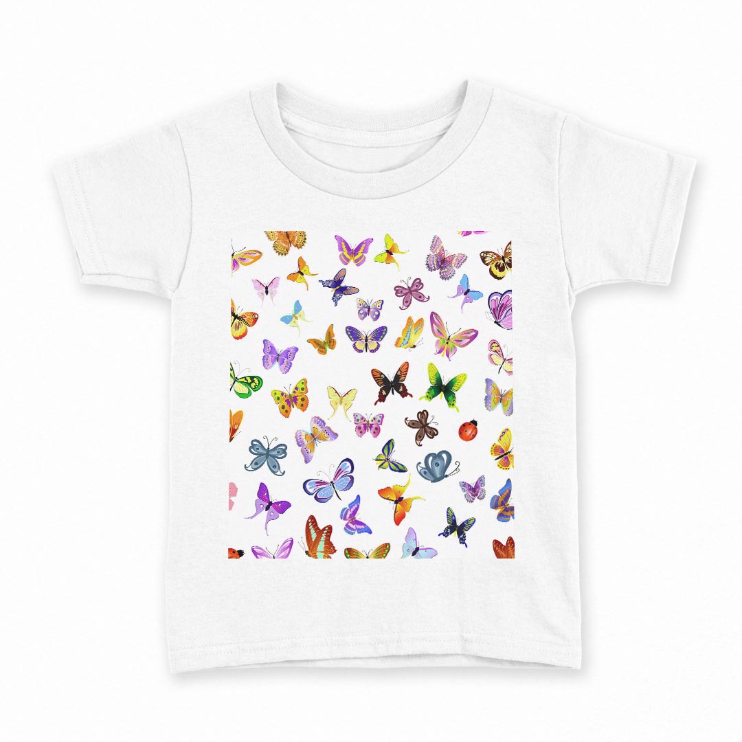 tシャツ キッズ 半袖 白地 デザイン 100 サイズ Tシャツ ティーシャツ T shirt 000839 蝶　昆虫　虫