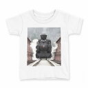 tシャツ キッズ 半袖 白地 デザイン 160 サイズ Tシャツ ティーシャツ T shirt 000887 機関車 電車(4)