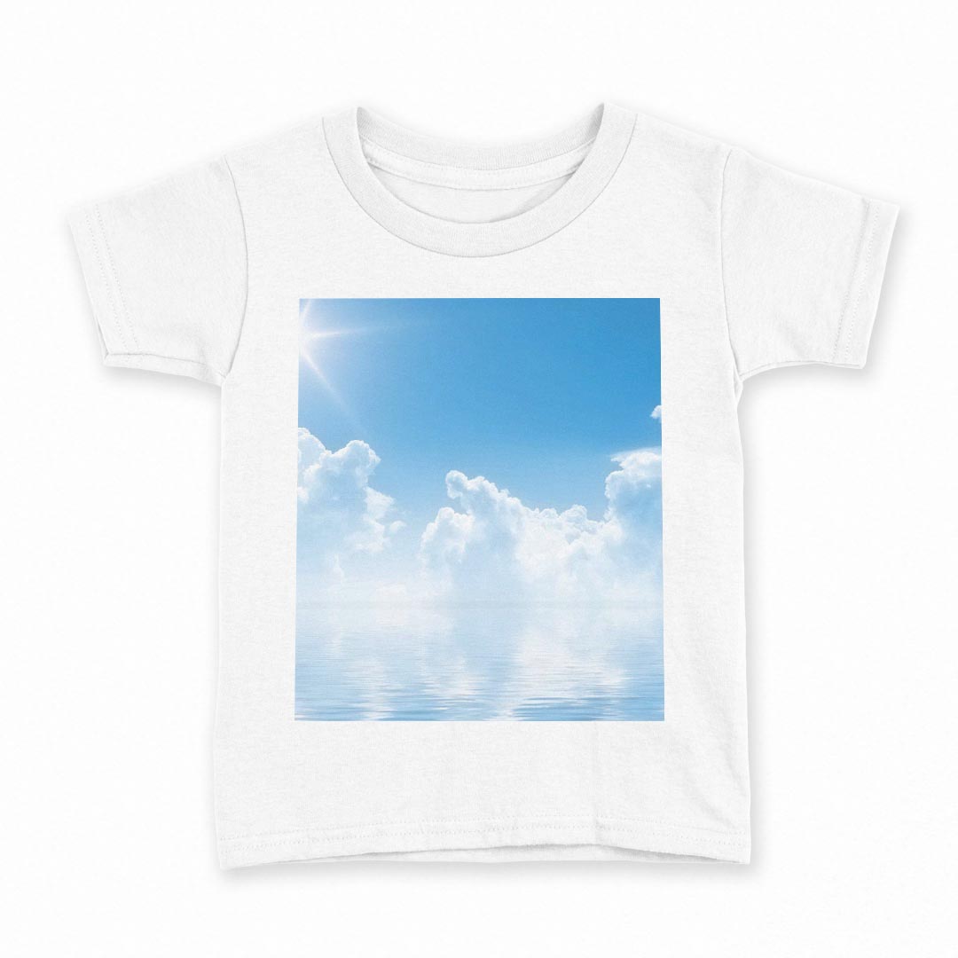 tシャツ キッズ 半袖 白地 デザイン 100 サイズ Tシャツ ティーシャツ T shirt 000935 海 空 雲