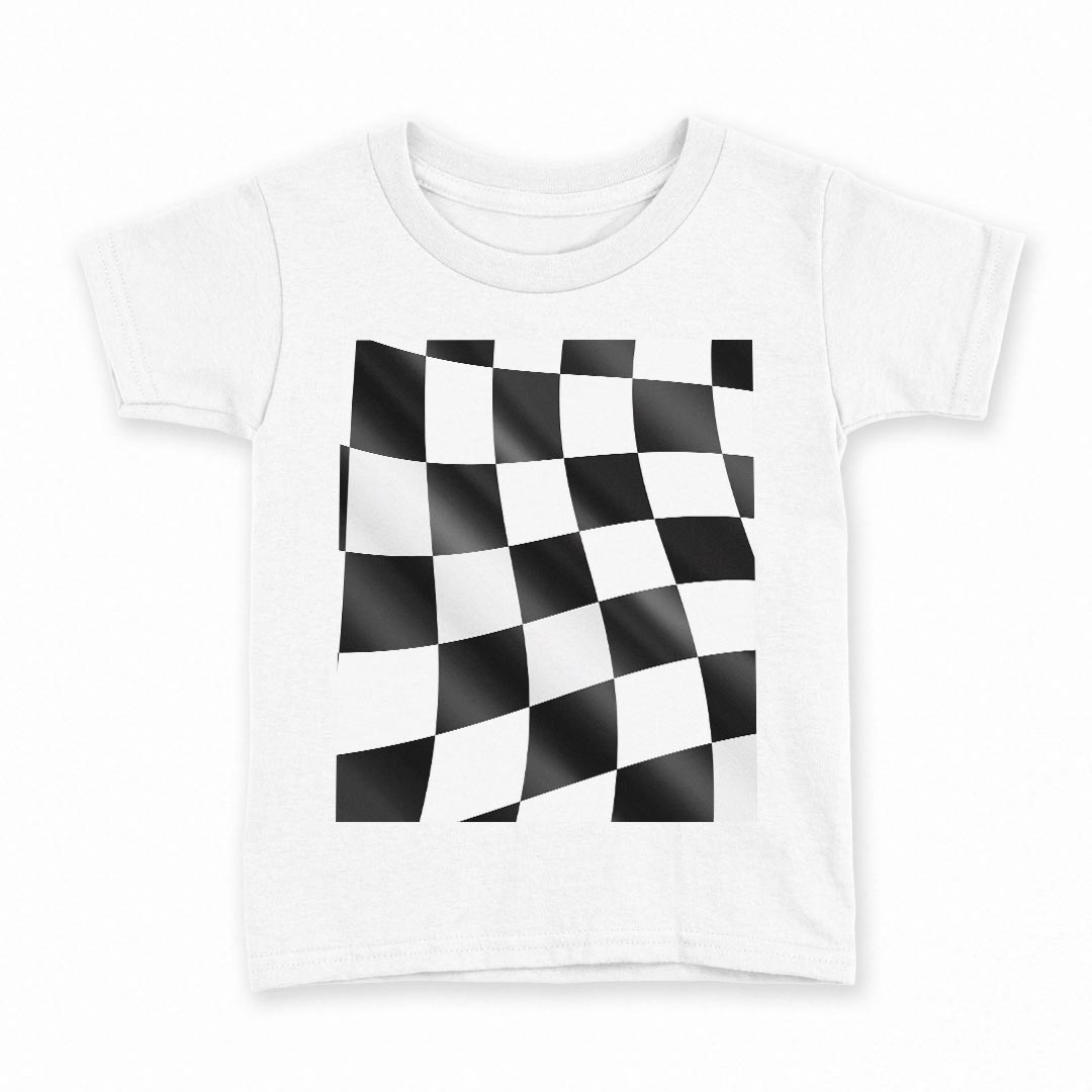 tシャツ キッズ 半袖 白地 デザイン 90 Tシャツ ティーシャツ T shirt 000999 チェッカーフラッグ　白黒