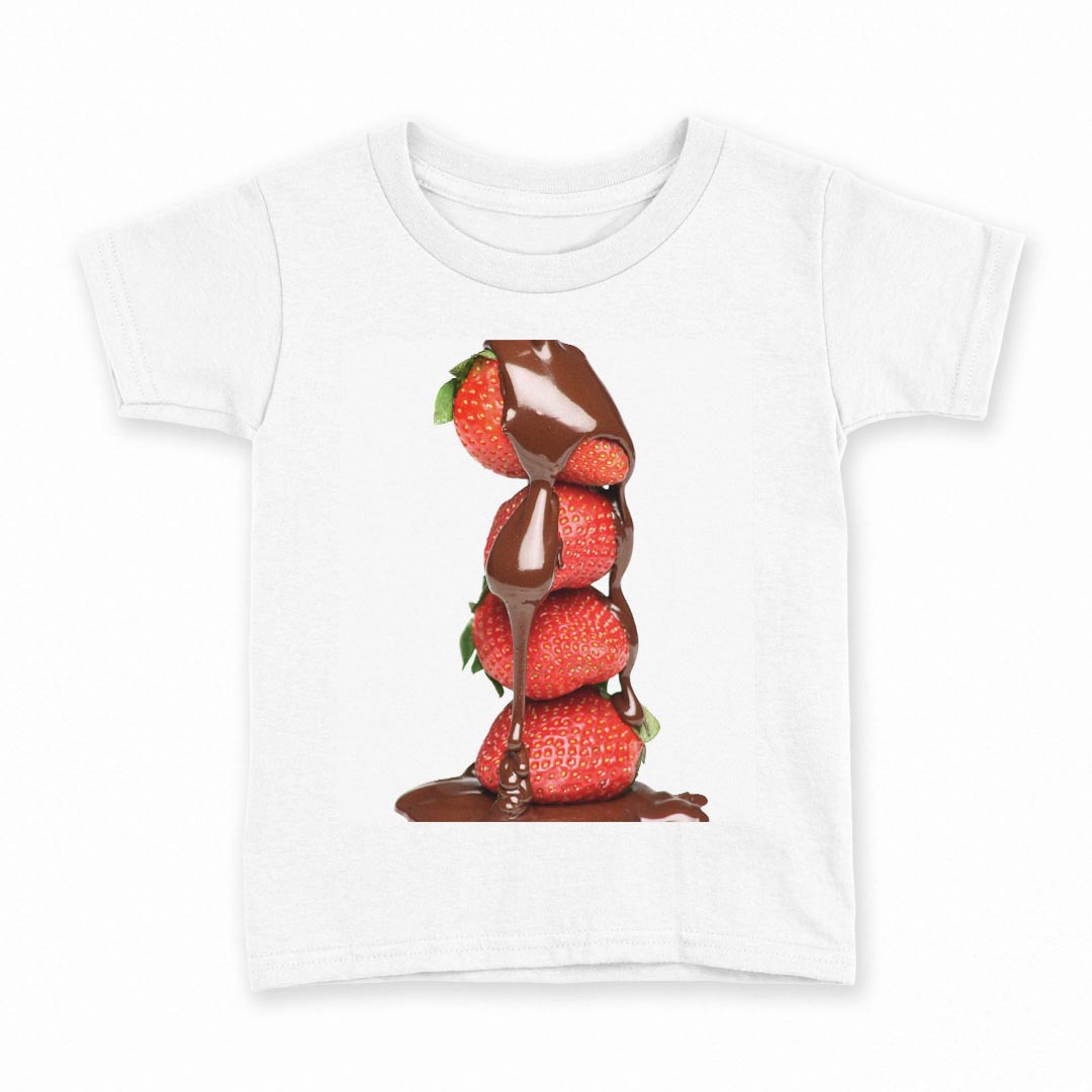 tシャツ キッズ 半袖 白地 デザイン 150 サイズ Tシャツ ティーシャツ T shirt 001061 チョコレート イチゴ