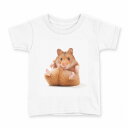 tシャツ キッズ 半袖 白地 デザイン 100 サイズ Tシャツ ティーシャツ T shirt 001075 ハムスター 動物(4)