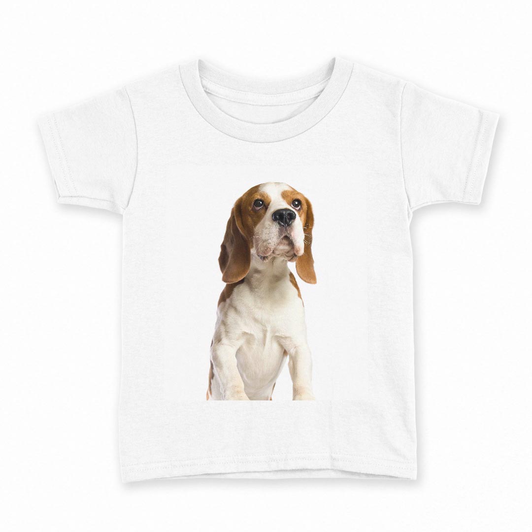 tシャツ キッズ 半袖 白地 デザイン 100 サイズ Tシャツ ティーシャツ T shirt 001147 犬　ビーグル