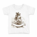 tシャツ キッズ 半袖 白地 デザイン 150 サイズ Tシャツ ティーシャツ T shirt 001188 ヤシの木 ハワイ