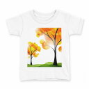 tシャツ キッズ 半袖 白地 デザイン 110 サイズ Tシャツ ティーシャツ T shirt 001290 木 オレンジ(4)