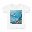 tシャツ キッズ 半袖 白地 デザイン 90 Tシャツ ティーシャツ T shirt 001363 魚 海(4)