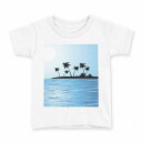 tシャツ キッズ 半袖 白地 デザイン 140 サイズ Tシャツ ティーシャツ T shirt 001418 海 ヤシの木 太陽(4)