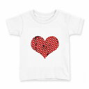 tシャツ キッズ 半袖 白地 デザイン 160 サイズ Tシャツ ティーシャツ T shirt 002360 ハート 水玉 ビンテージ(4)