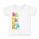 tシャツ キッズ 半袖 白地 デザイン 120 サイズ Tシャツ ティーシャツ T shirt 002557 音楽 ギター カラフル(4)