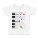 tシャツ キッズ 半袖 白地 デザイン 140 サイズ Tシャツ ティーシャツ T shirt 002563 音楽 ピアノ カラフル(4)