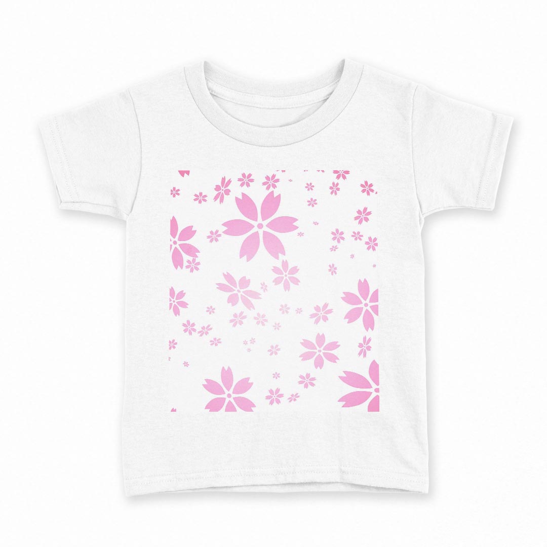 tシャツ キッズ 半袖 白地 デザイン 110 サイズ Tシャツ ティーシャツ T shirt 002611 花　桜　ピンク
