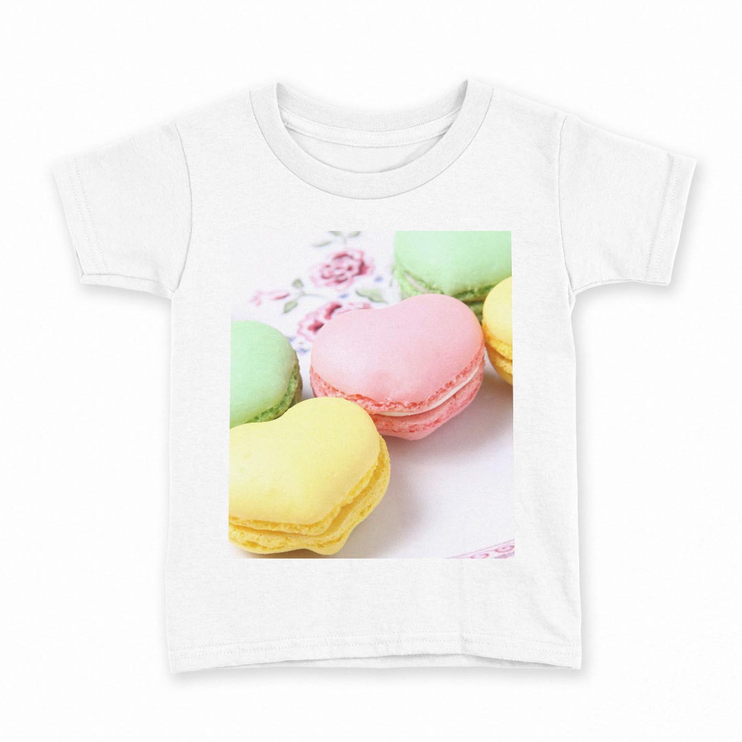tシャツ キッズ 半袖 白地 デザイン 110 サイズ Tシャツ ティーシャツ T shirt 002672 マカロン カラフル 写真